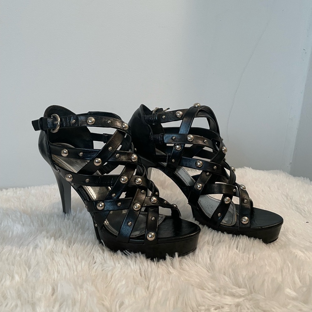 Black studded strappy sandals
